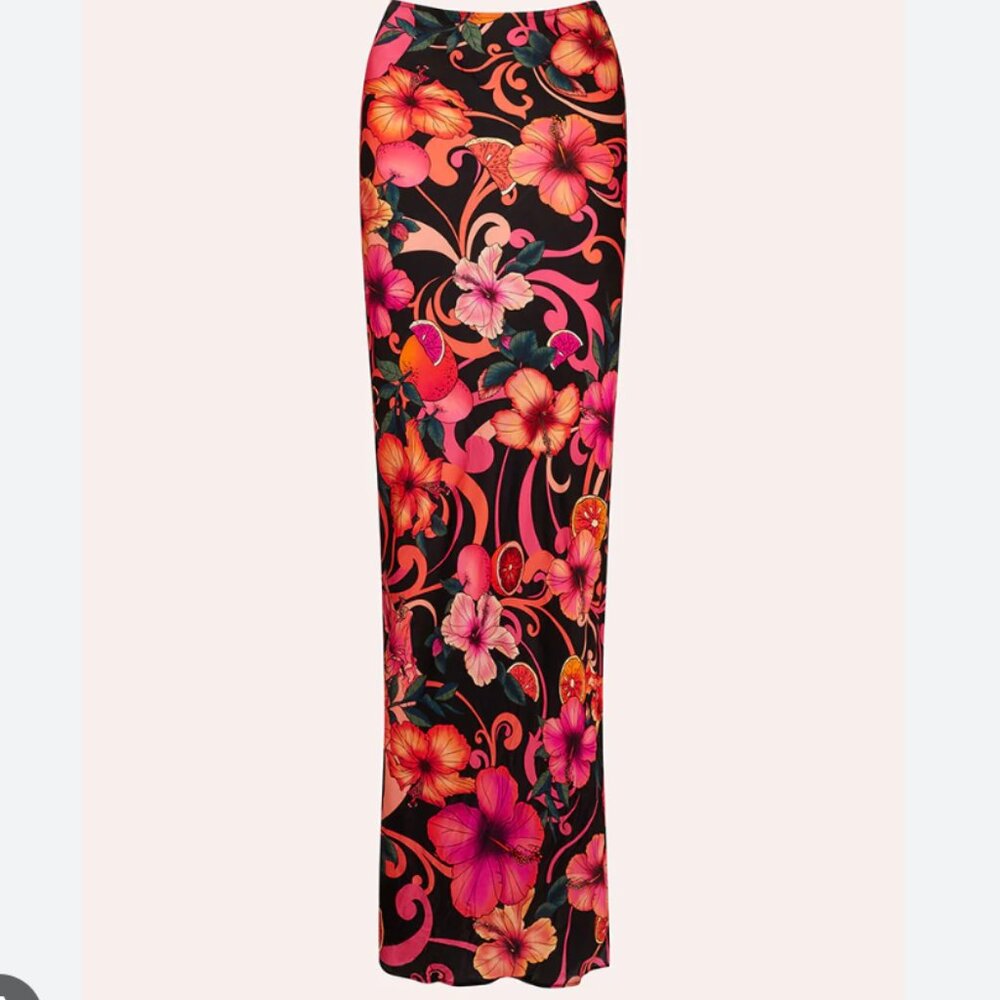 Cin Cin Miami Maxi Skirt in Hibiscus Pink, Size XS